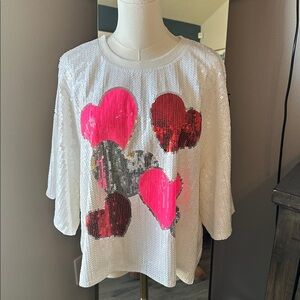 Simply Southern White Sequin Heart Top
